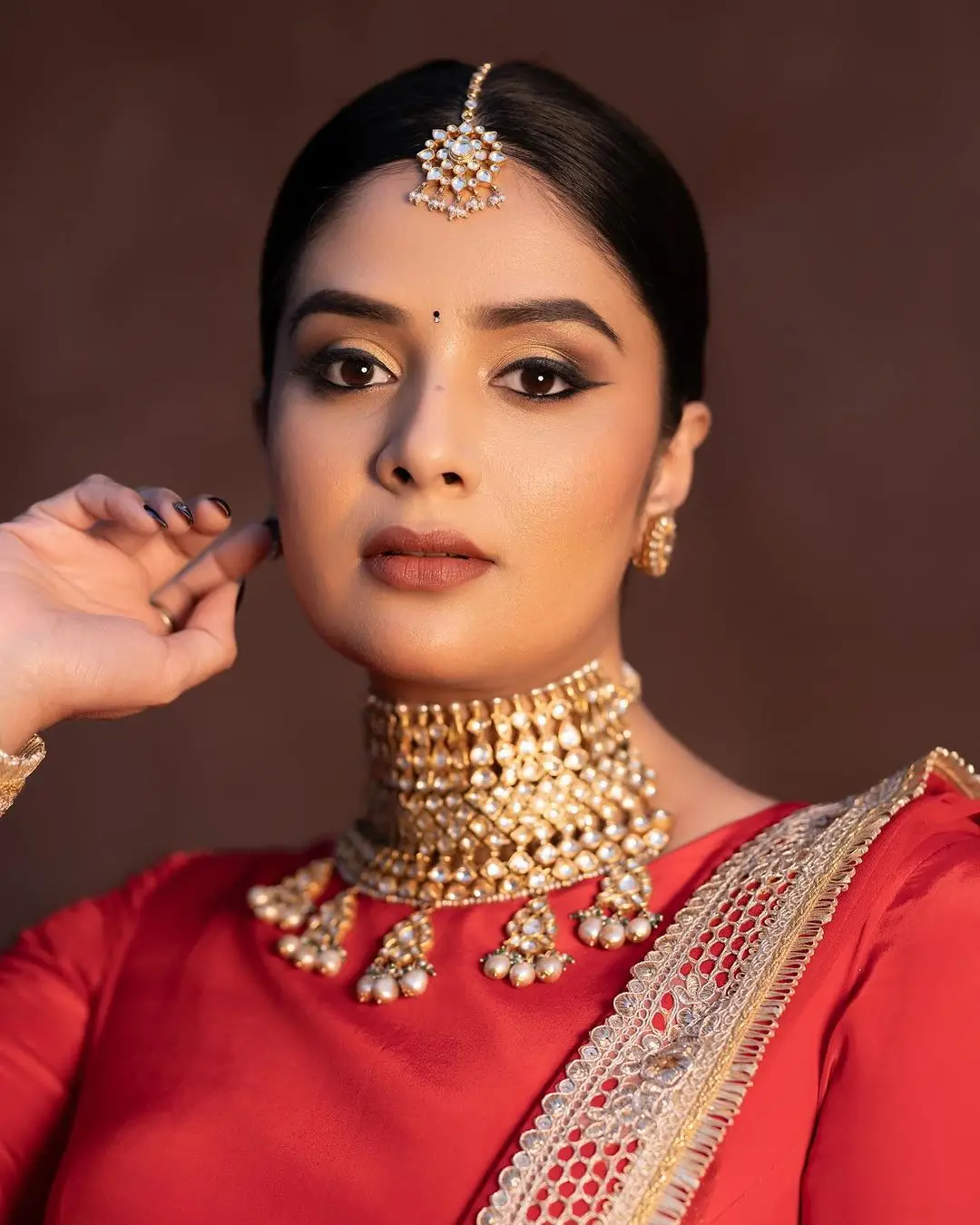 ETV Actress Sreemukhi in Red Lehenga Choli